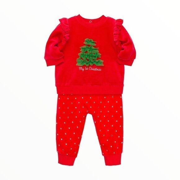 LITTLE ME | Red | DOT TREE 2 PIECE SWEATPANTS - Picture 2 of 7